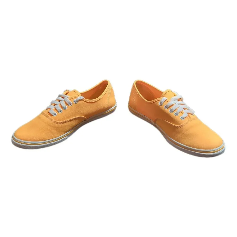 Vans Orange White Lace‎ Up Canvas Skateboard Shoes Men's US 5.5